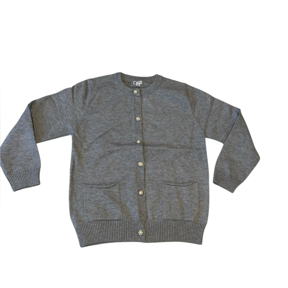 Beberavi Girls Cardigan Sz 8 Gray 100% Extra Fine Merino Wool Handmade in Kenya